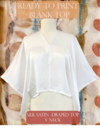 100% Silk Blank Draped Top with V Neck