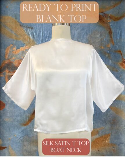 silk satin blank top ready for eco leaf printing v neck