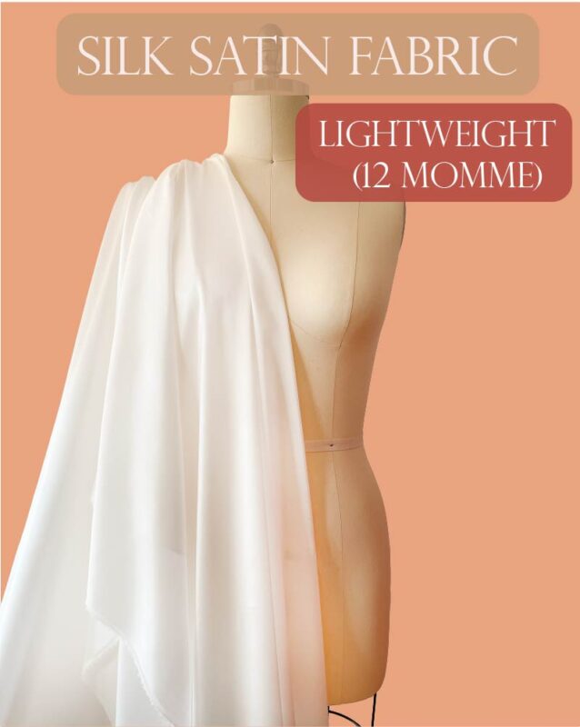 Silk satin fabric light weight natural white and ready to dye