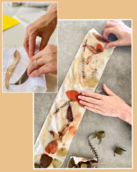 100% Silk satin Fabric Eco Printed