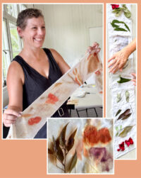 100% Silk Satin fabric Eco Printed