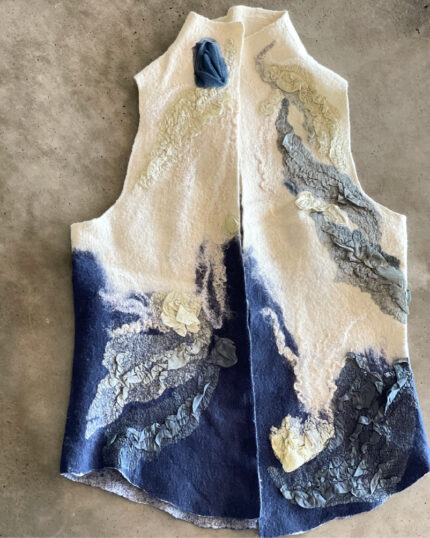 Merino Felting Wool Roving Natural White felted into a Nuno felted vest