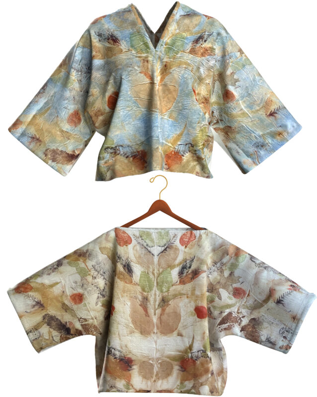 easy to sew pdf sewing pattern for natural dyeing and eco leaf printing, T top boat neck or v neck.