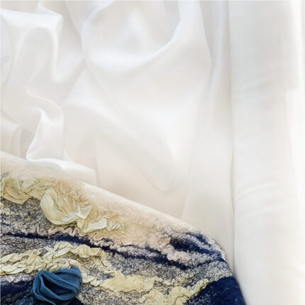 100% silk pongee, Paj fabric natural white colour very light weight 5 momme used for Nuno felting scarves and garments.