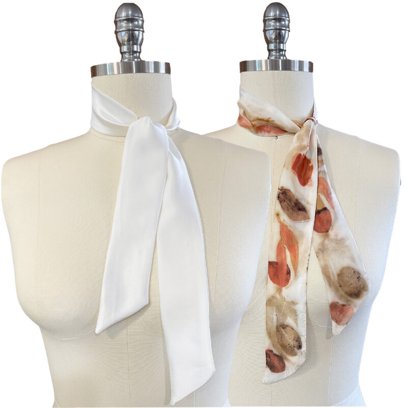 silk satin scarf natural white ready to natural dye and eco leaf print 6 x 110cm