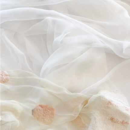 100% silk chiffon fabric, natural white colour very light weight 3.5 momme used for nuno felting scarves and garments.