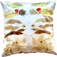 Silk Satin cushion cover eco leaf printed