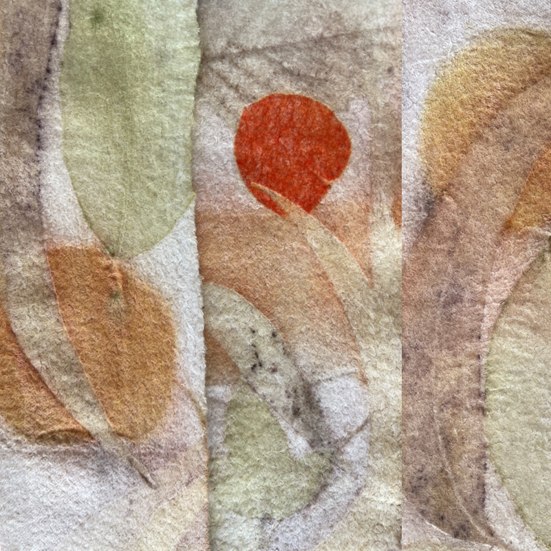 Eco printed and natural dyed nuno felt