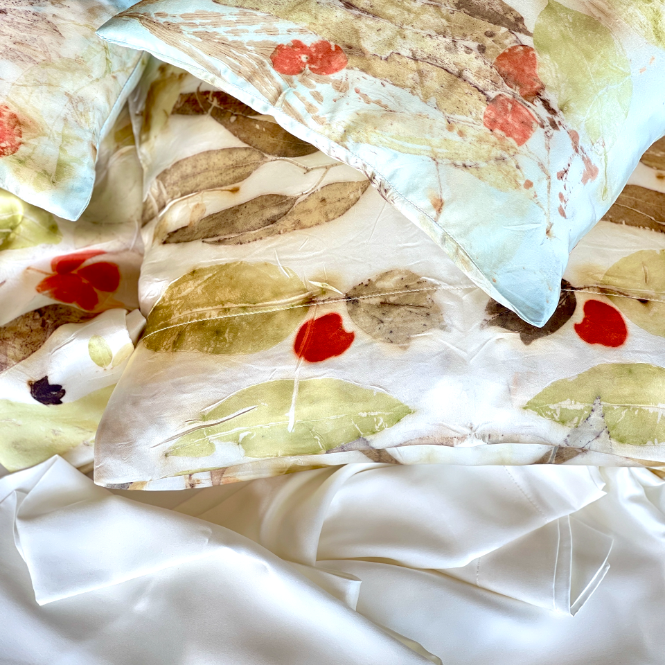 Silk Satin cushion covers for eco printing Eco leaf printed Silk satin Cushion Covers