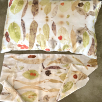 Silk satin eco leaf printed pillow cases