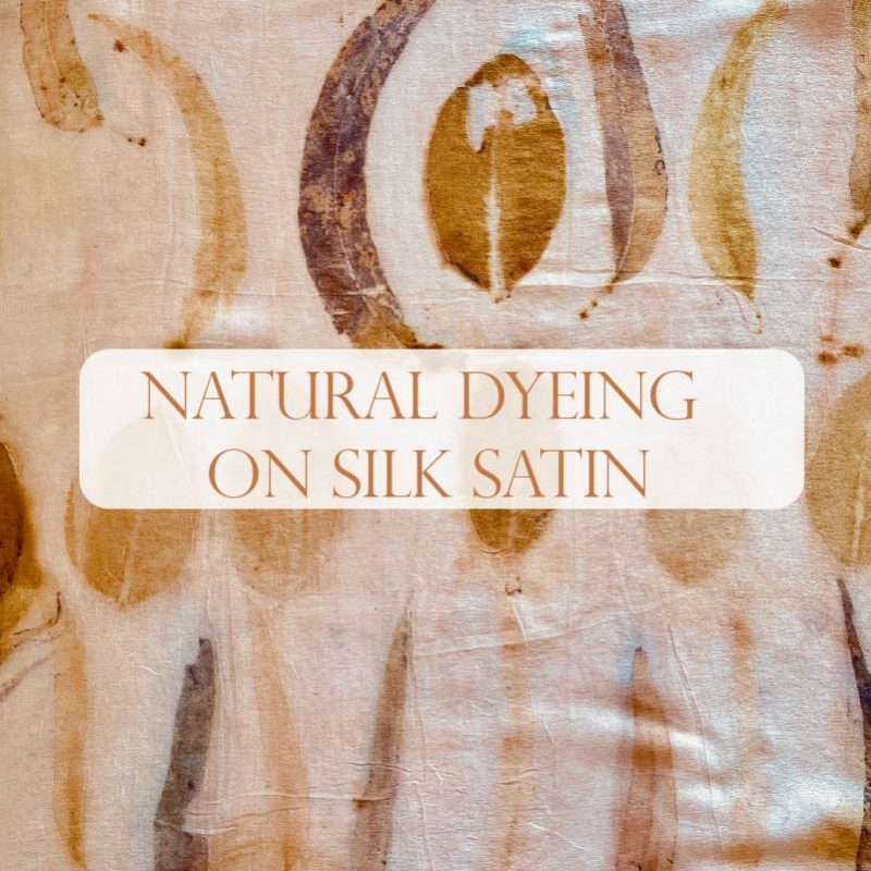 Eco printed 100% silk satin fabric