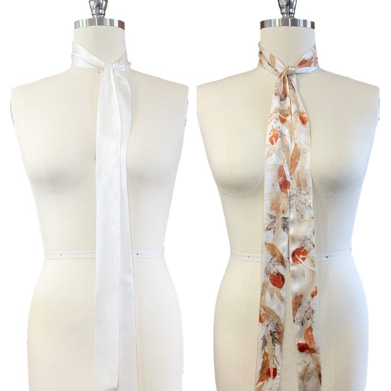 silk satin scarf natural white ready to natural dye and eco leaf print 6 x 200cm